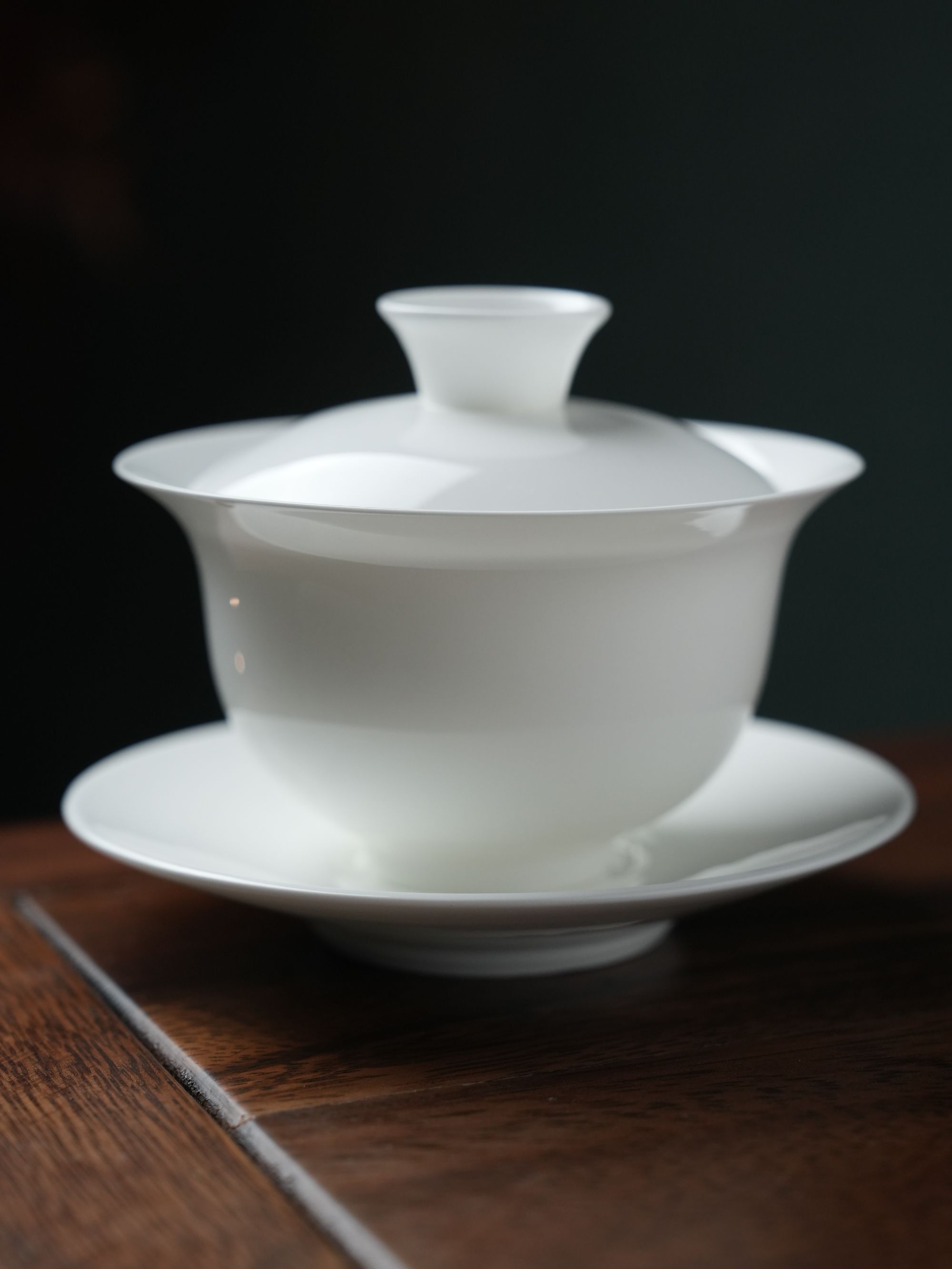 骨瓷超薄盖碗-不烫手-盖下容量110ml-三才盖碗纯白茶盖碗-慢造