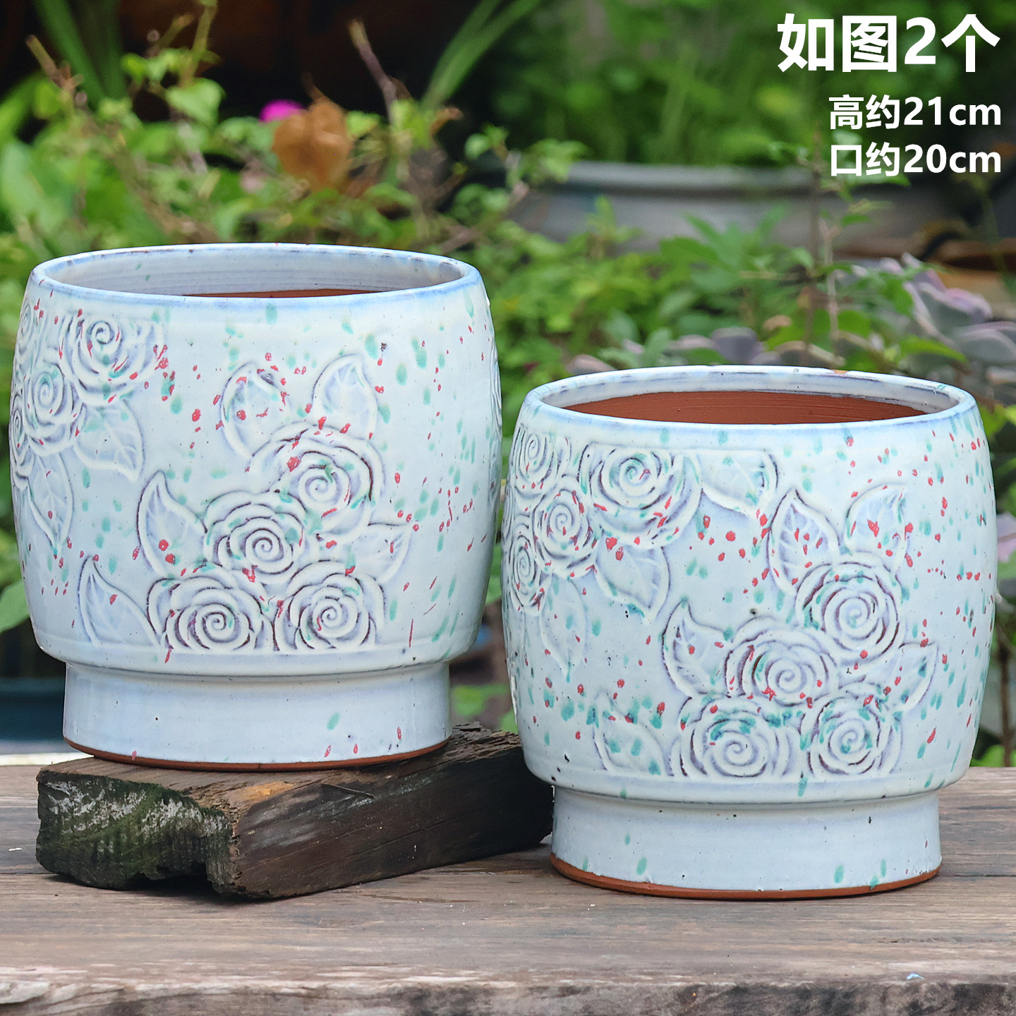 北欧手工陶瓷花盆简约浮雕设计绿植花器