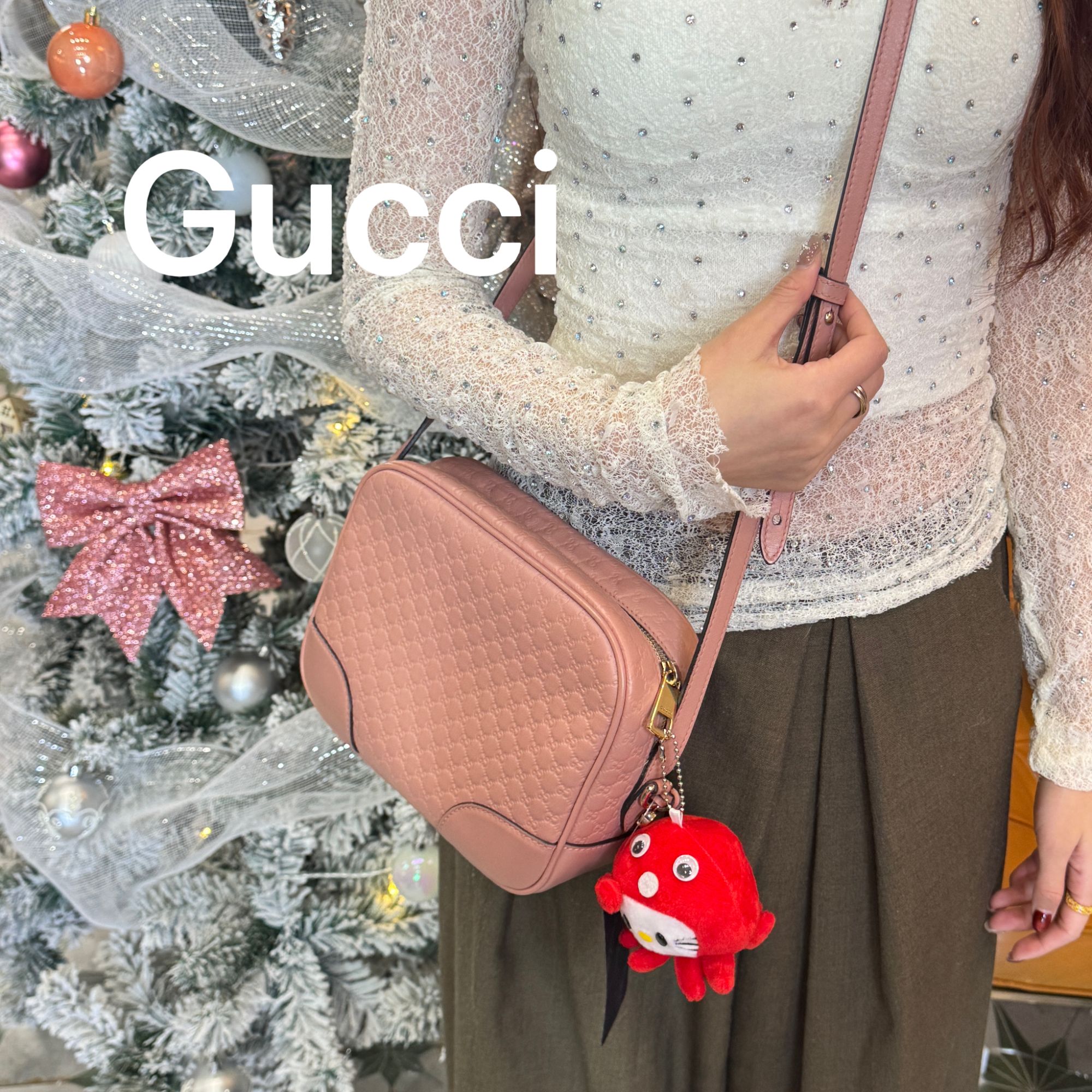 95新 GUCCI/古驰 BXE52粉色斜跨百搭休闲95新/代卖服务
