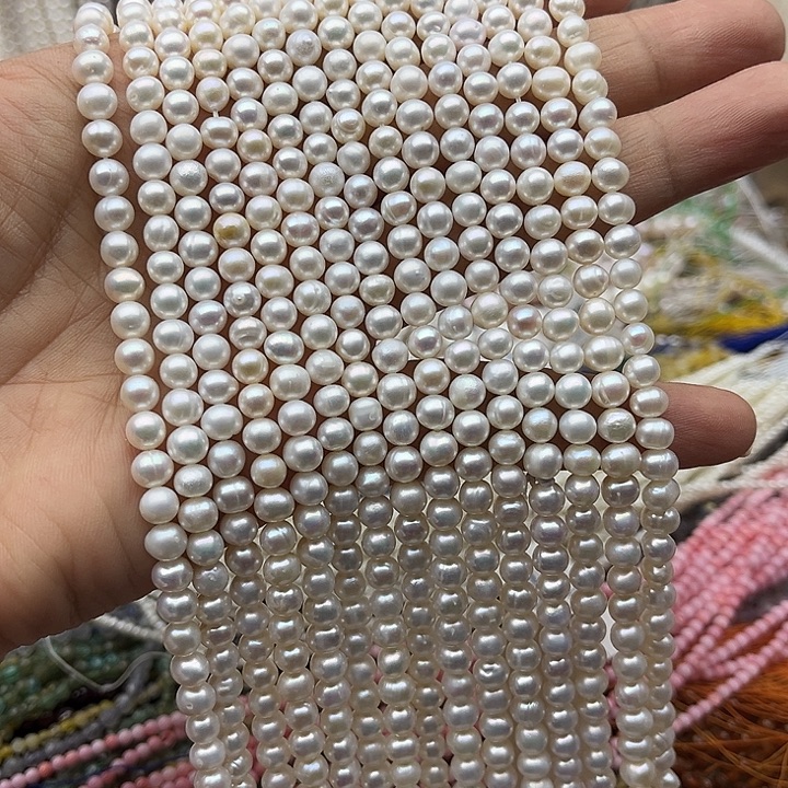 淡水珍珠珠宝半成品未镶嵌一条5mm左右极光珍珠