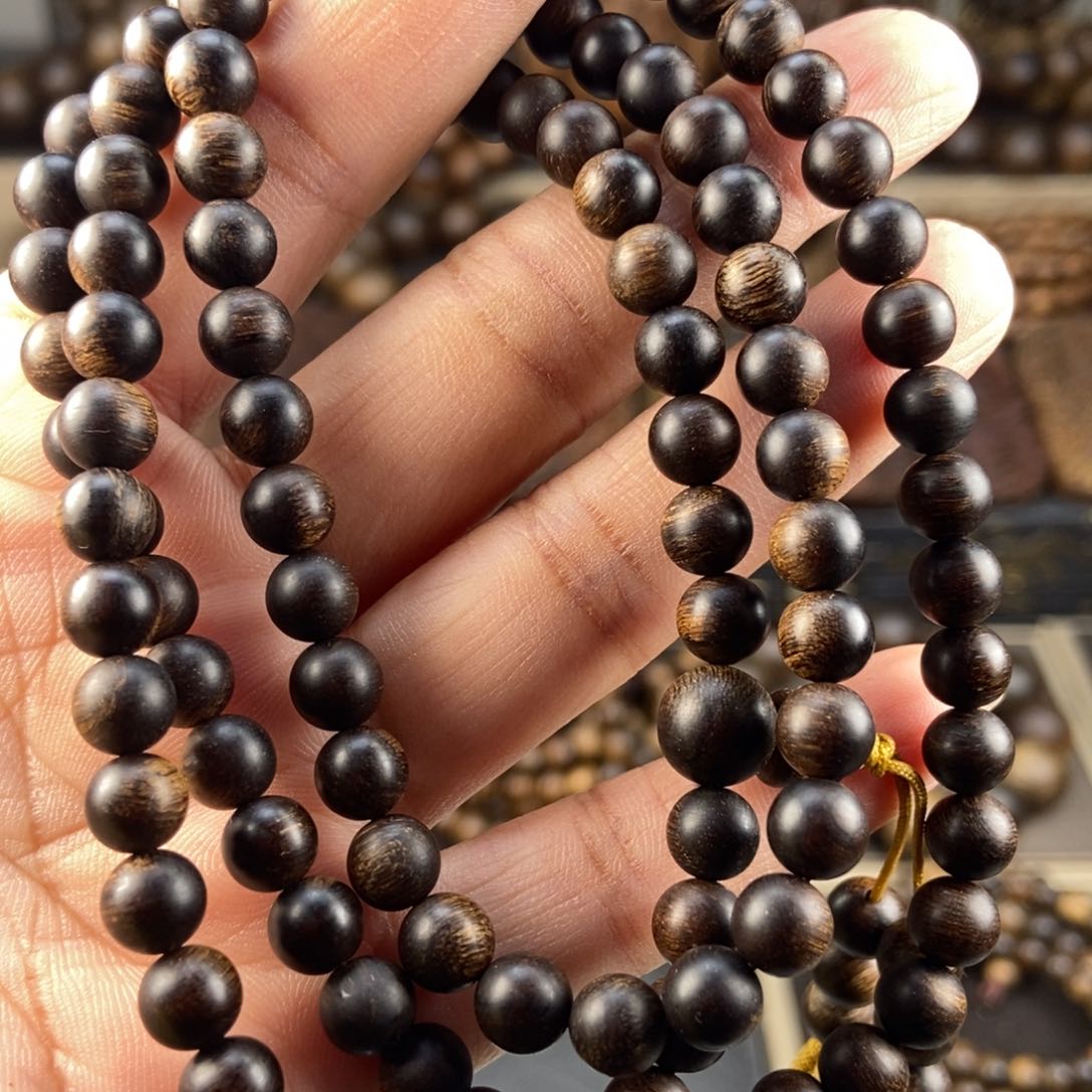 沉香手串老*越南芽庄留疤紫棋楠