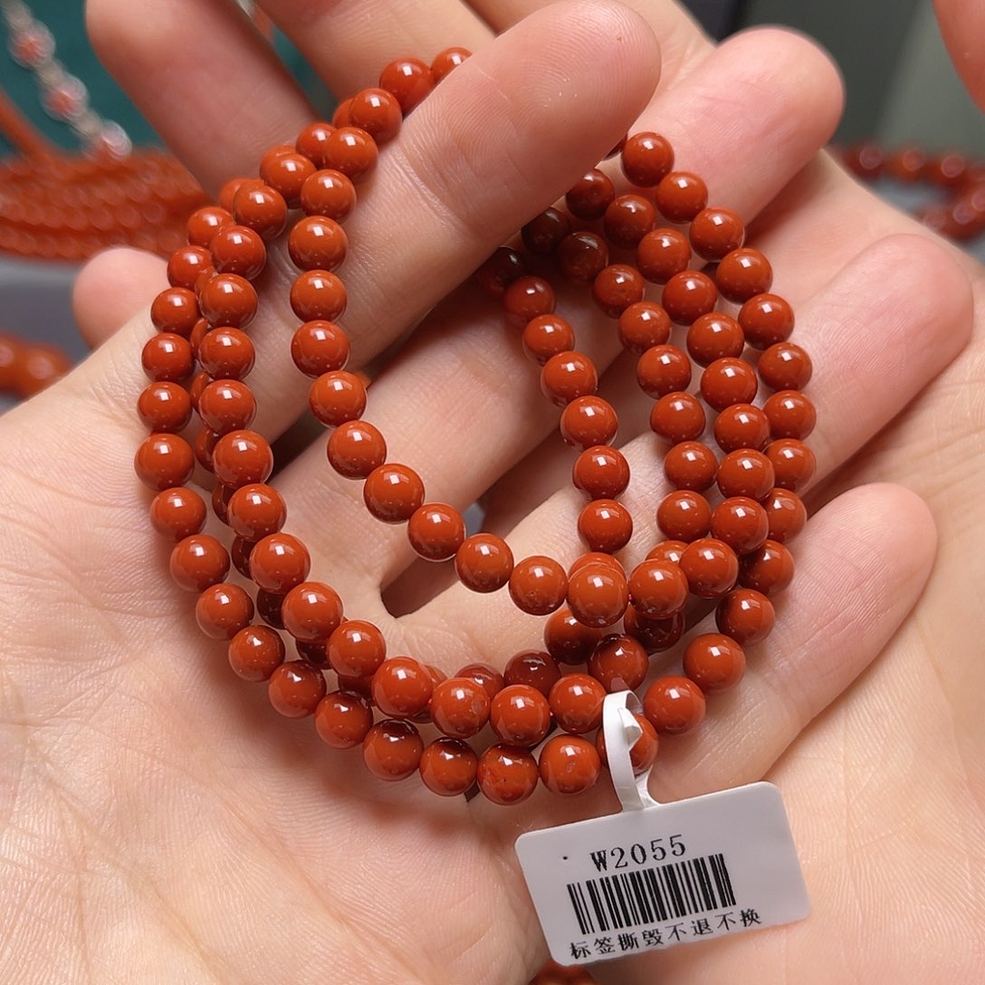 南红玛瑙未镶嵌5mm瓦西牛血红多圈