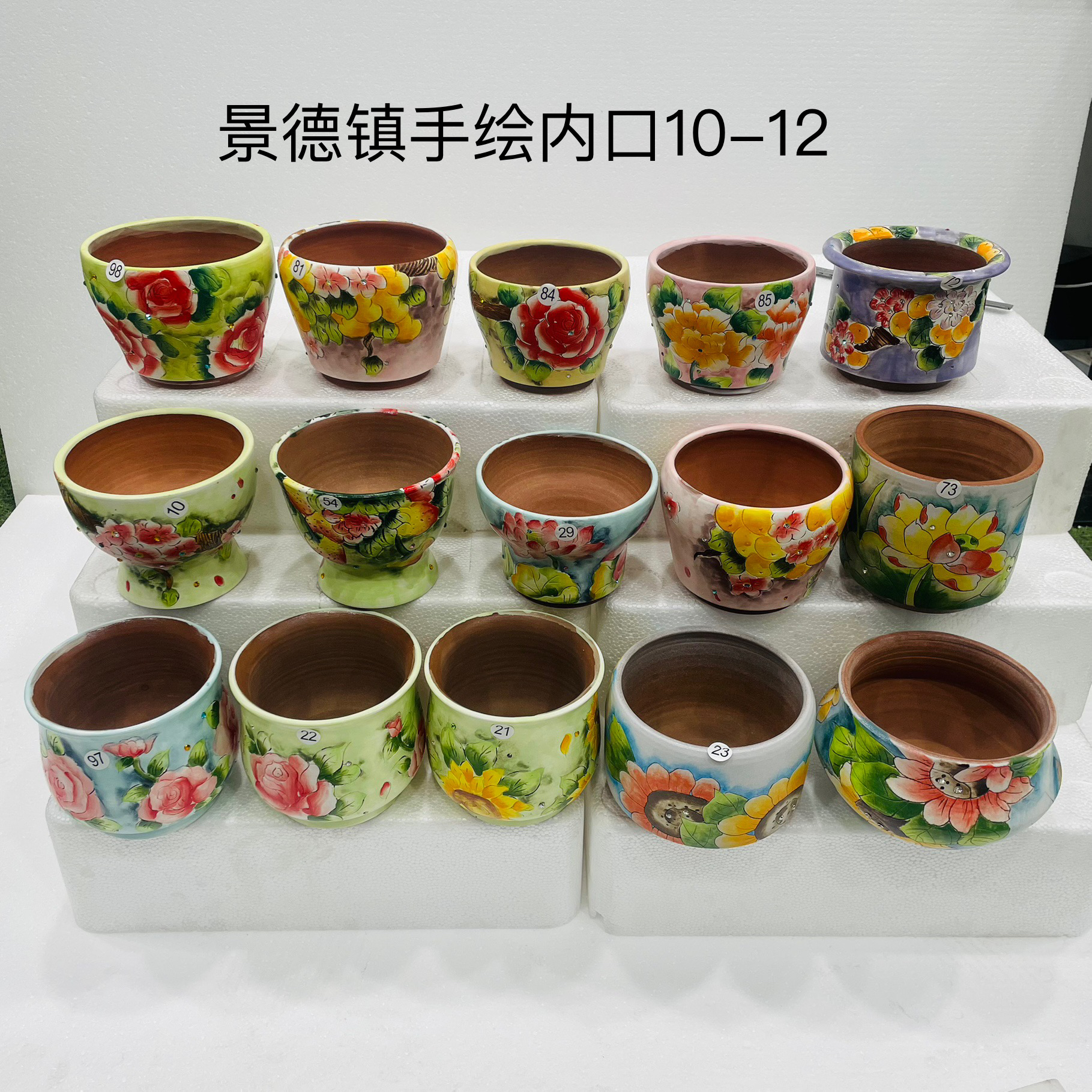 景德镇特价手绘花盆，内口10-12左右，红陶材质，2个包邮，手工制作