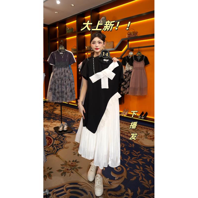 【Linda】【25】法式浪漫风拼接设计感圆领微胖显瘦连衣裙JC-A3117