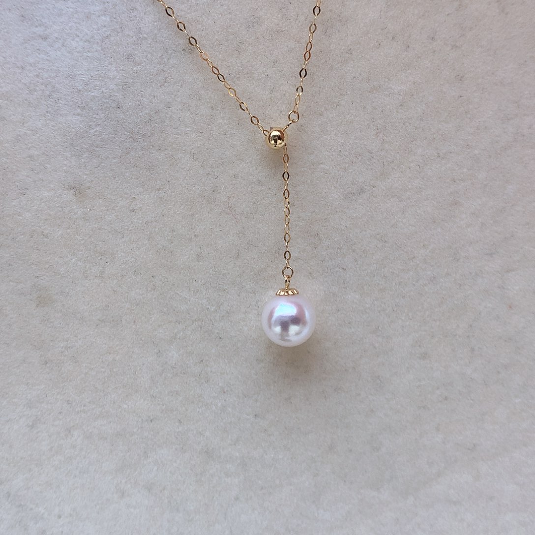 海水珍珠7-7.5mm ak Y链18K金镶嵌