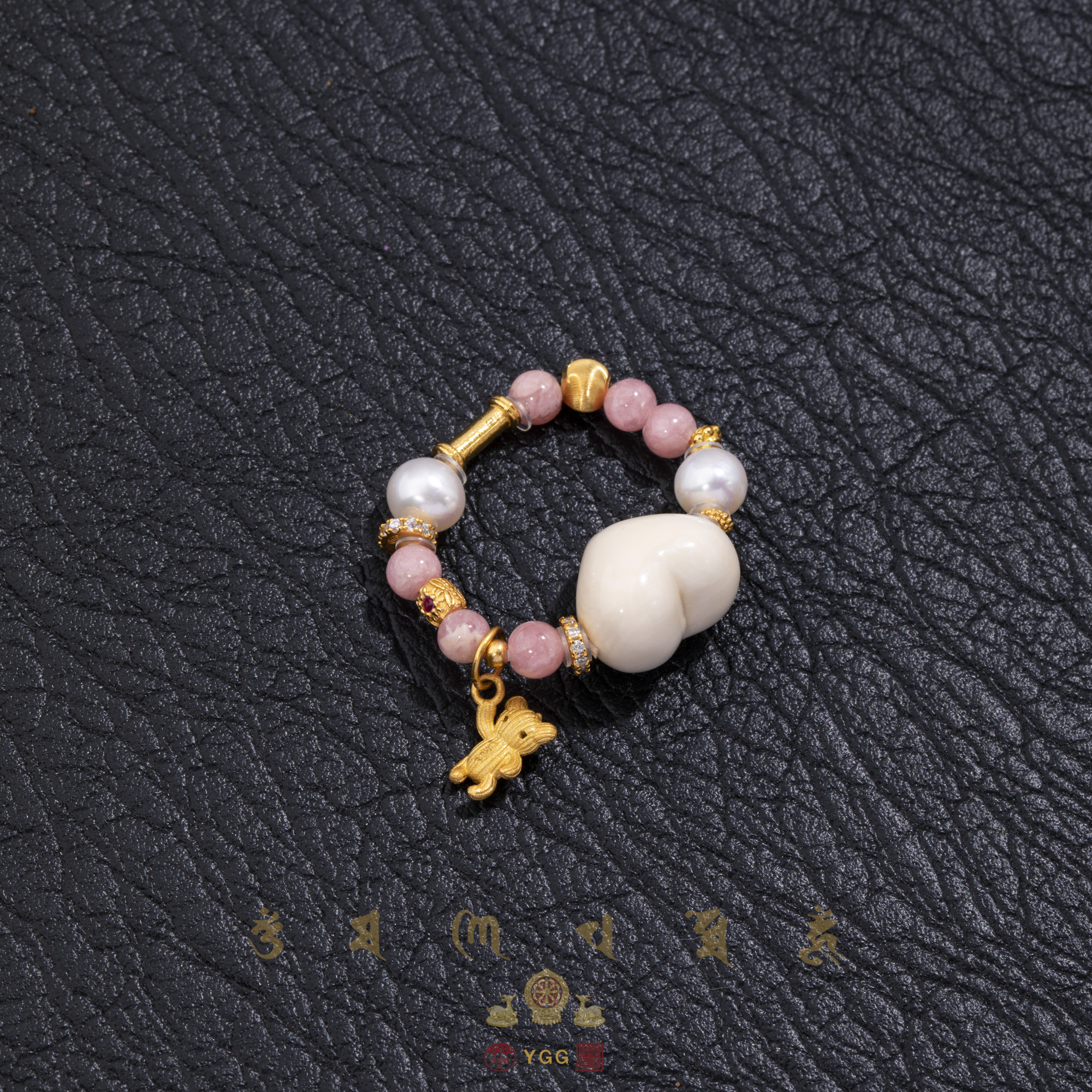 DIY红纹戒指/猛M牙爱心屁桃戒指/FWPFC09