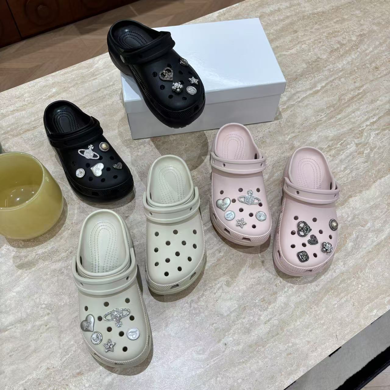 【002款云朵跟高5cm】卡家女鞋洞洞鞋时尚夏季休闲透气外穿厚底包头