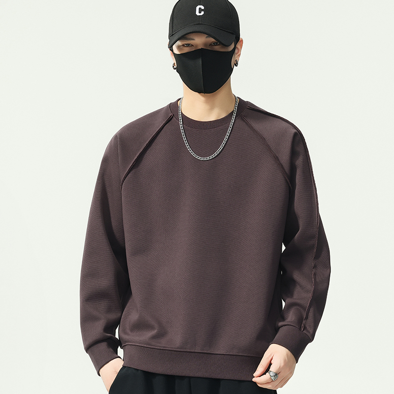 秋季男士纯色长袖卫衣圆领保暖男款运动上衣百搭简约套头打底衫