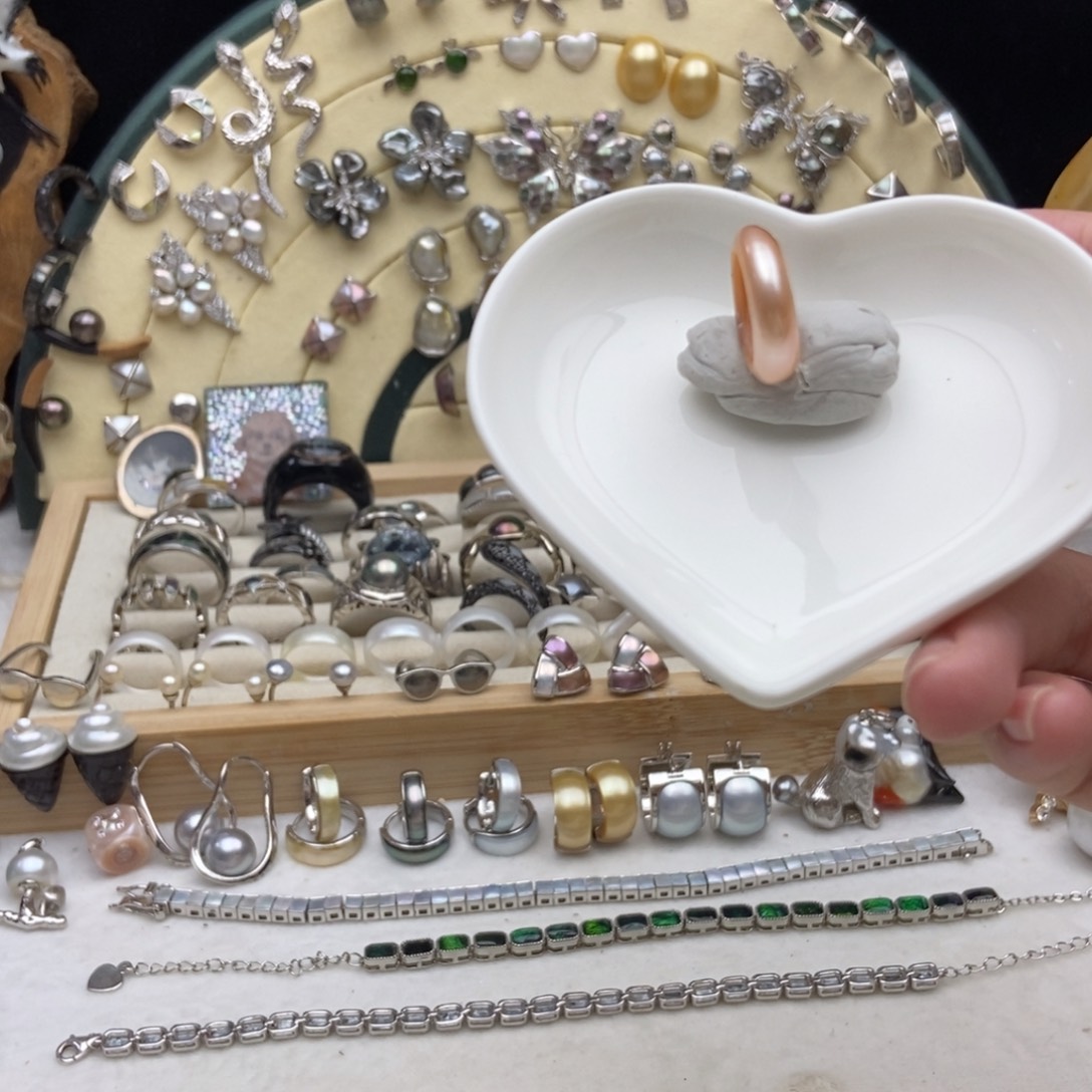 画框未镶嵌淡水珍珠蔷薇粉珍珠指环7号