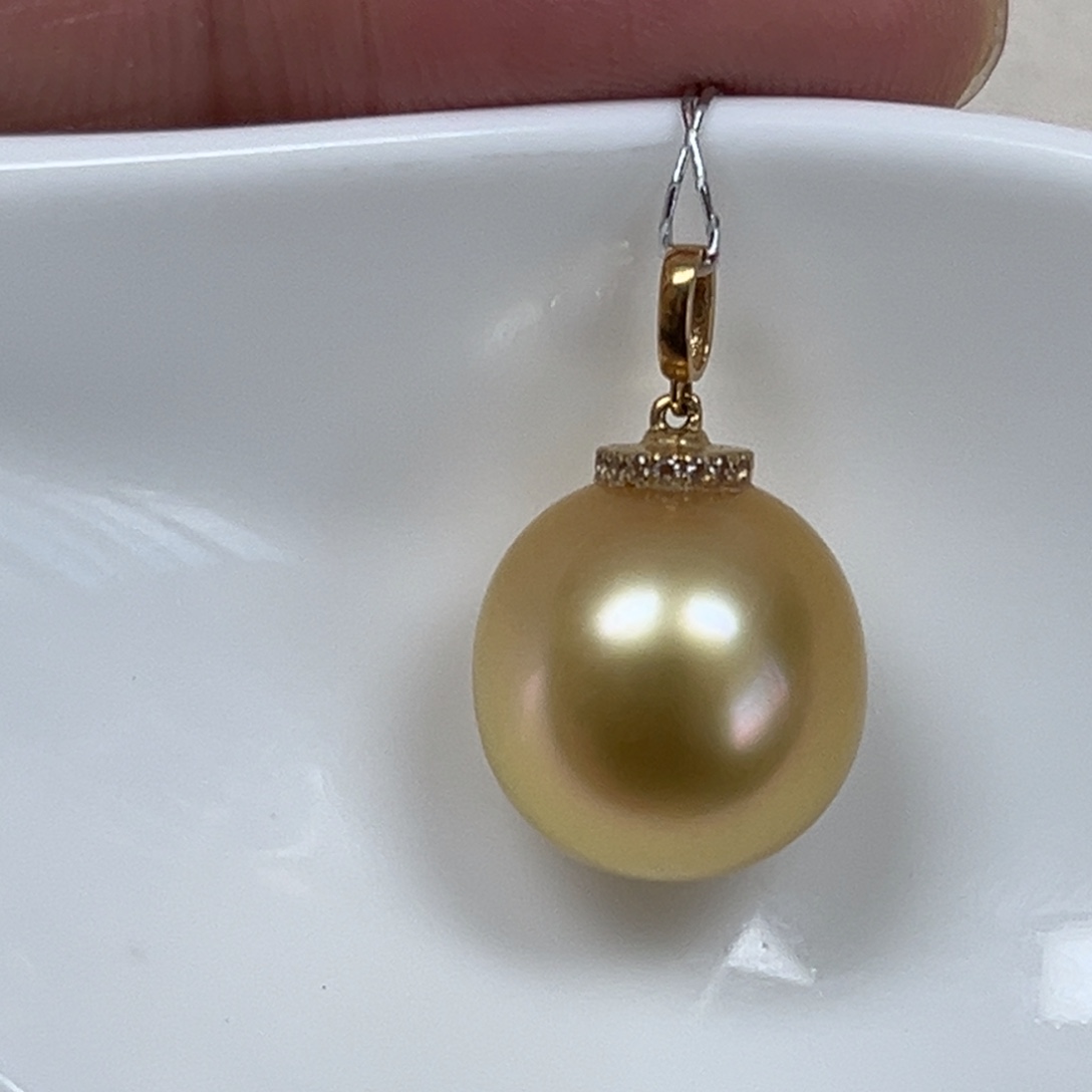 海水珍珠吊坠(不含链)18K金镶嵌12.3mm
