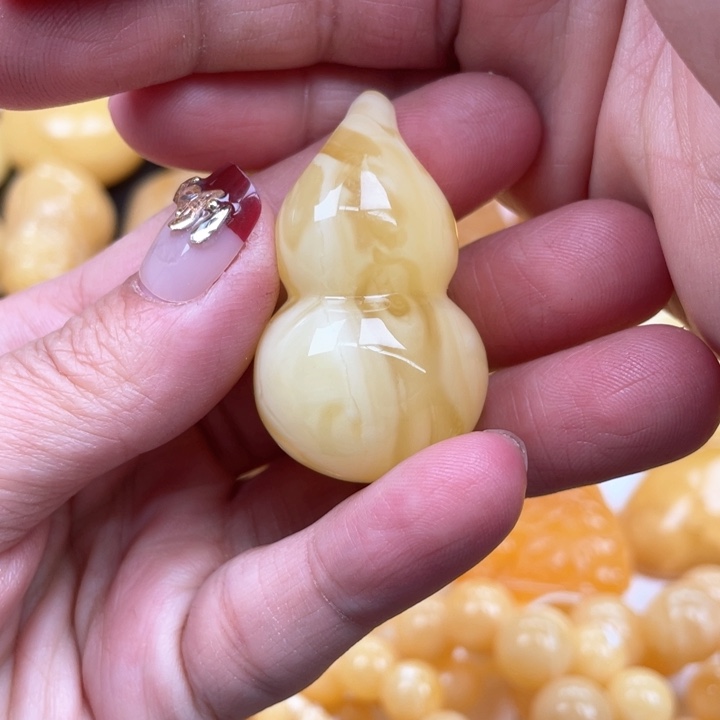 蜜蜡裸石未镶嵌蜜蜡葫芦