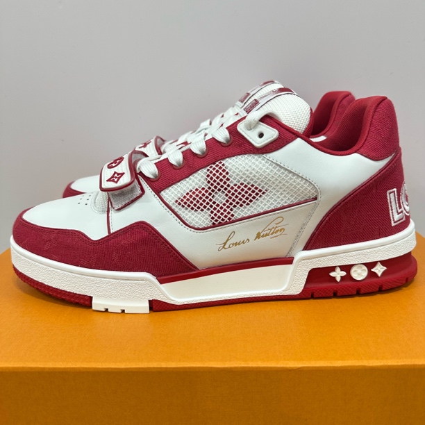 未使用 LouisVuitton/路易威登 42码 trainer 白红魔术贴 板鞋