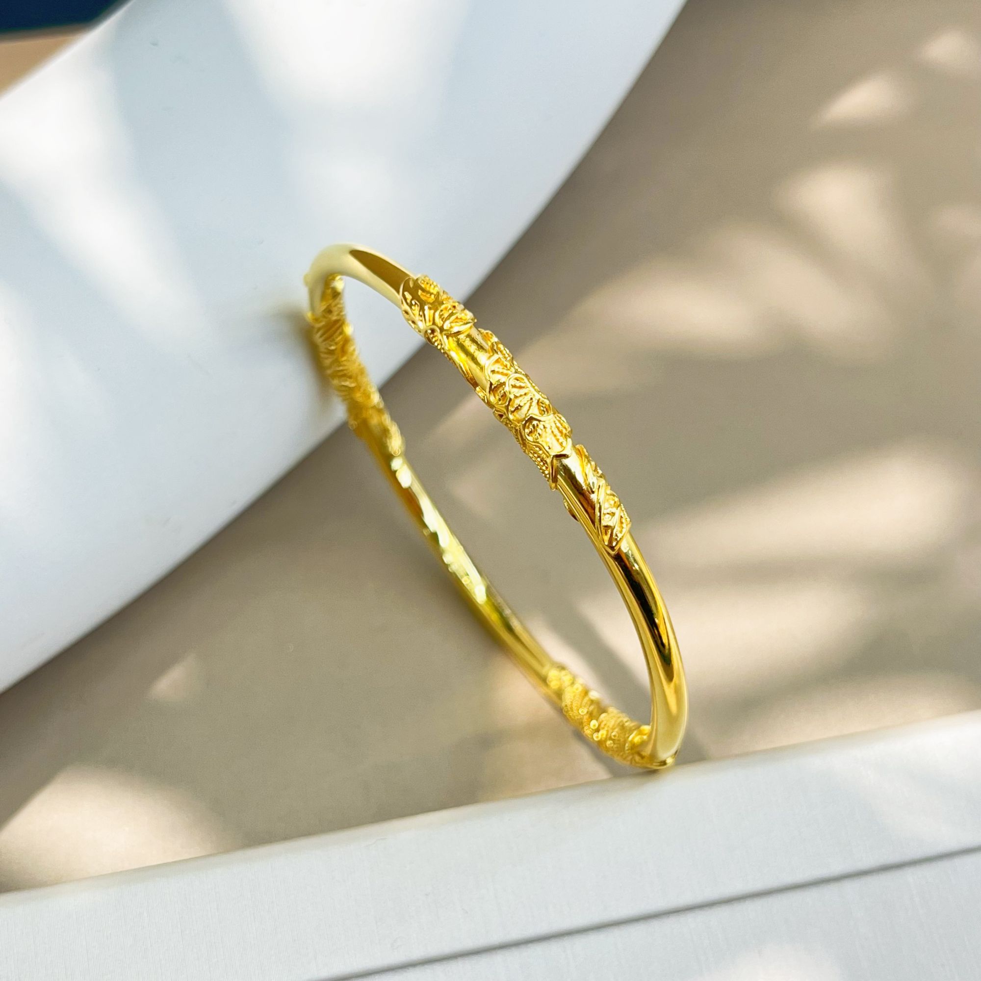 足银手镯 足银 闭口三贴花丝手镯9280-56/58/60