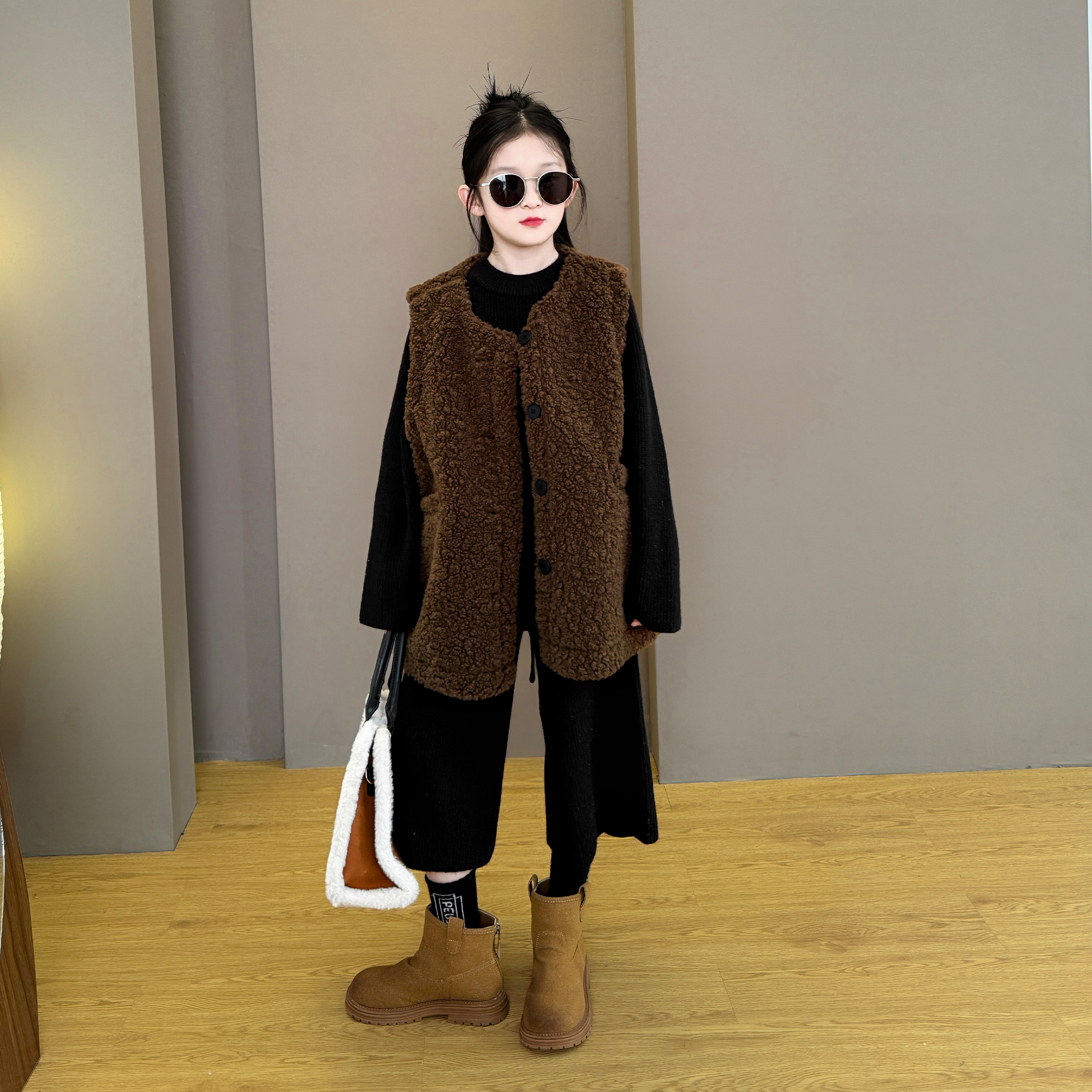 女童2025新款秋冬季韩版马甲时尚百搭毛衣新品慵懒风甜美可爱套装