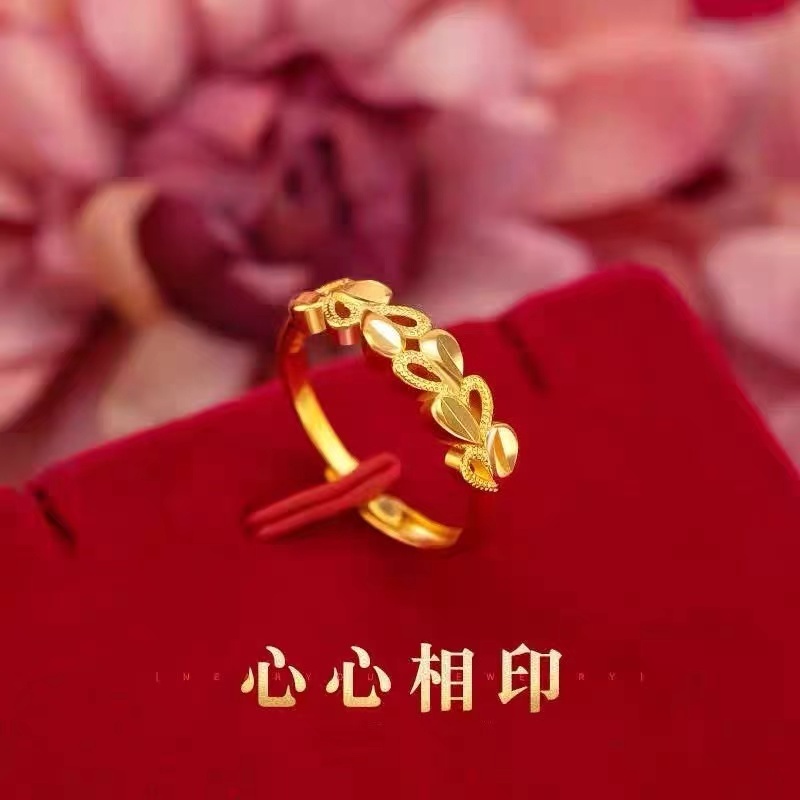 铜合金戒指 铜合金戒指 A397 百搭气质时尚轻奢ins精美可调节戒指