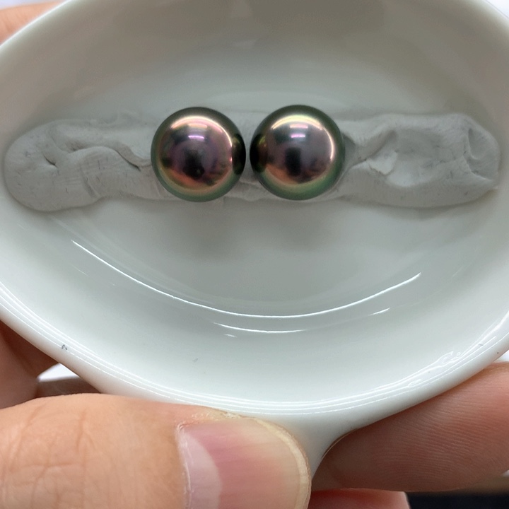 海水珍珠裸珠10+孔雀绿炫彩 安安