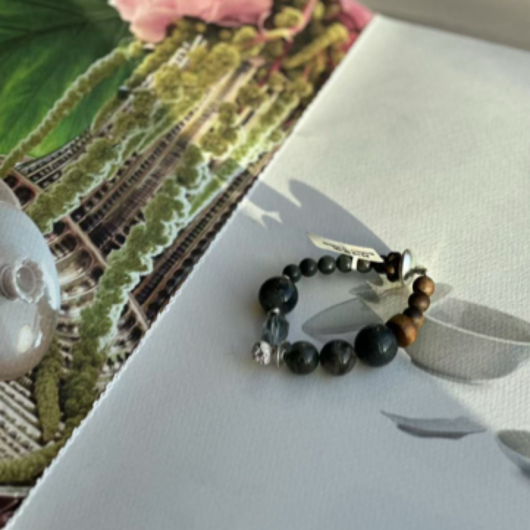 月球来信 沉香234海南莺歌绿奇楠牛仔蓝幽灵单圈设计款手串·定制