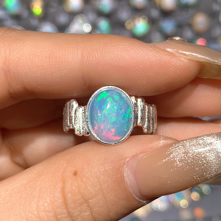 欧泊戒指h银S925镶嵌福利