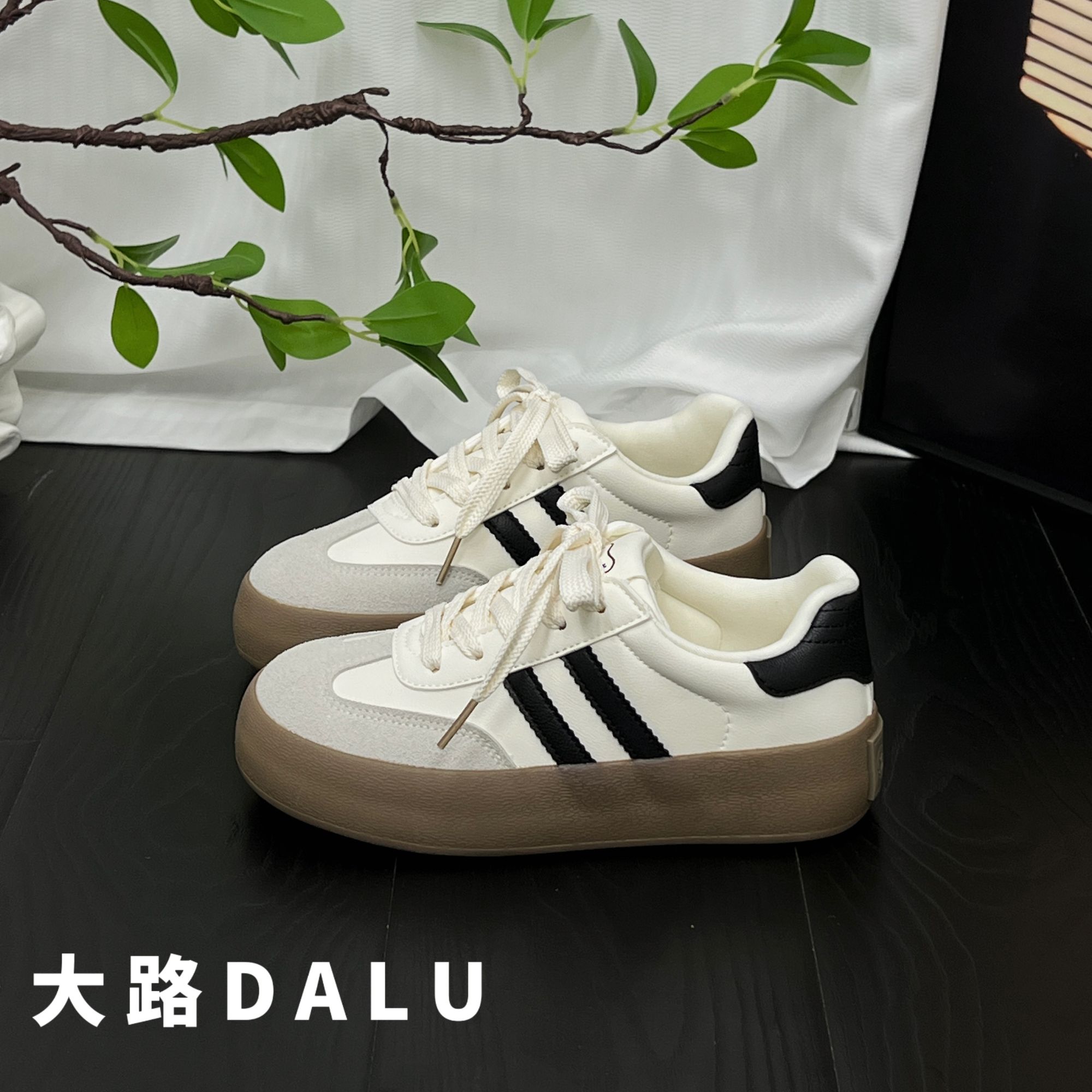 〖DaLu〗复古经典德训鞋女轻便百搭时尚休闲板鞋厚底增高阿甘鞋女