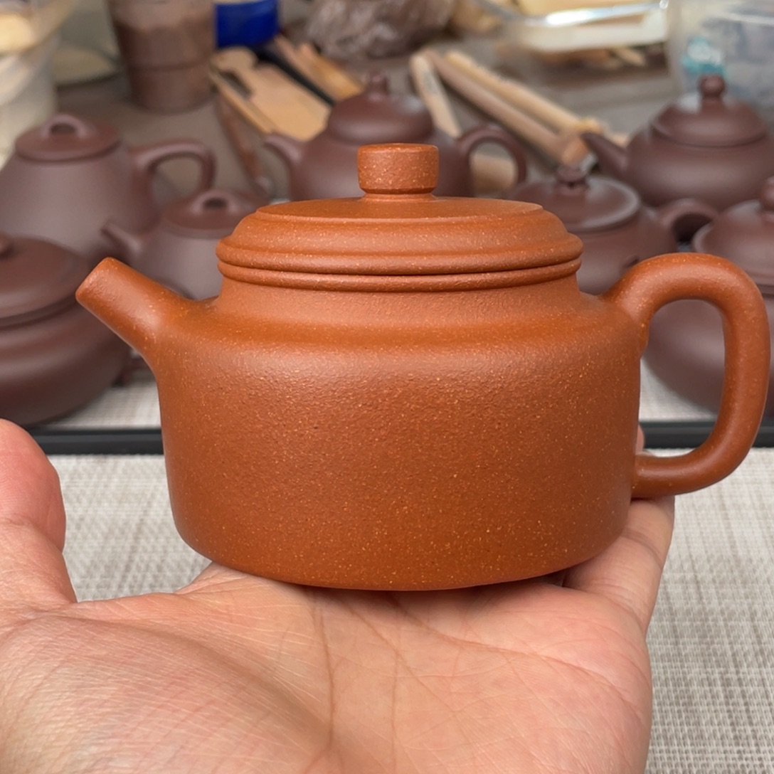紫砂茶壶瑕疵半手工红降坡德钟壶190cc