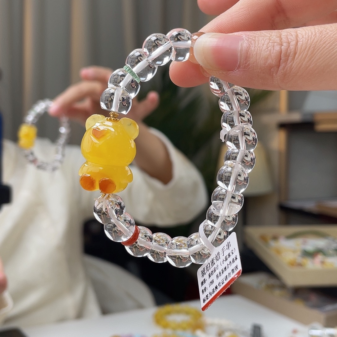 琥珀裸石未镶嵌蜜蜡手串