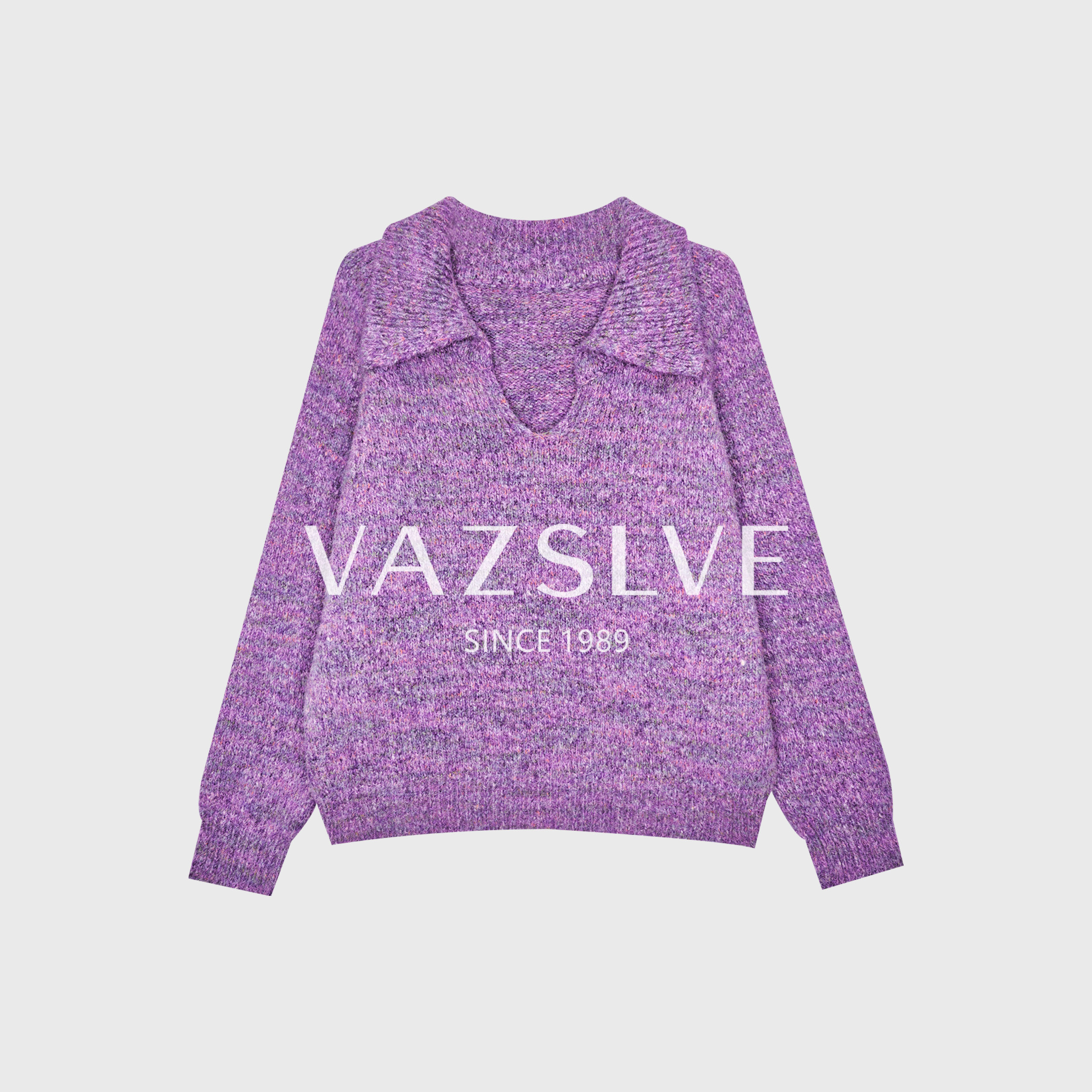 【VAZSLVE/全新奢品】捡漏"紫藤兰"秋冬时尚百搭纯色毛衣MY5596