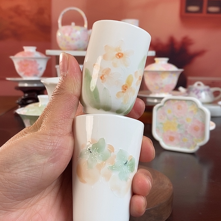开播福利品茗杯手绘釉下高温