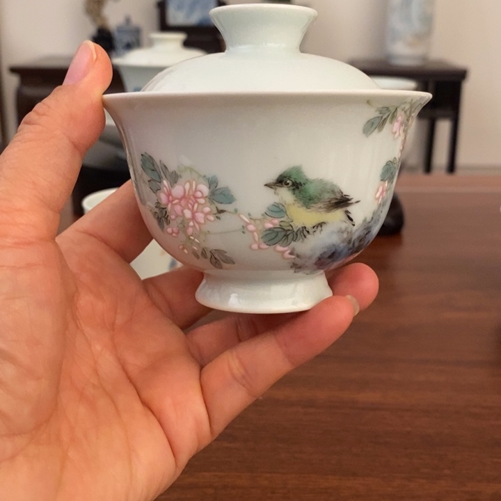 绝***龙景德镇艺术粉彩盖碗