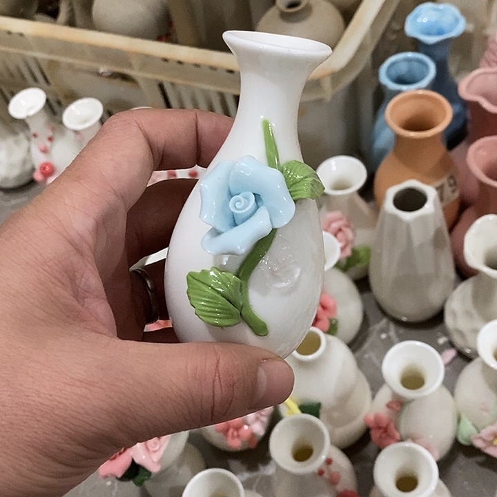 瓷片纯手工陶瓷花摆件瑕