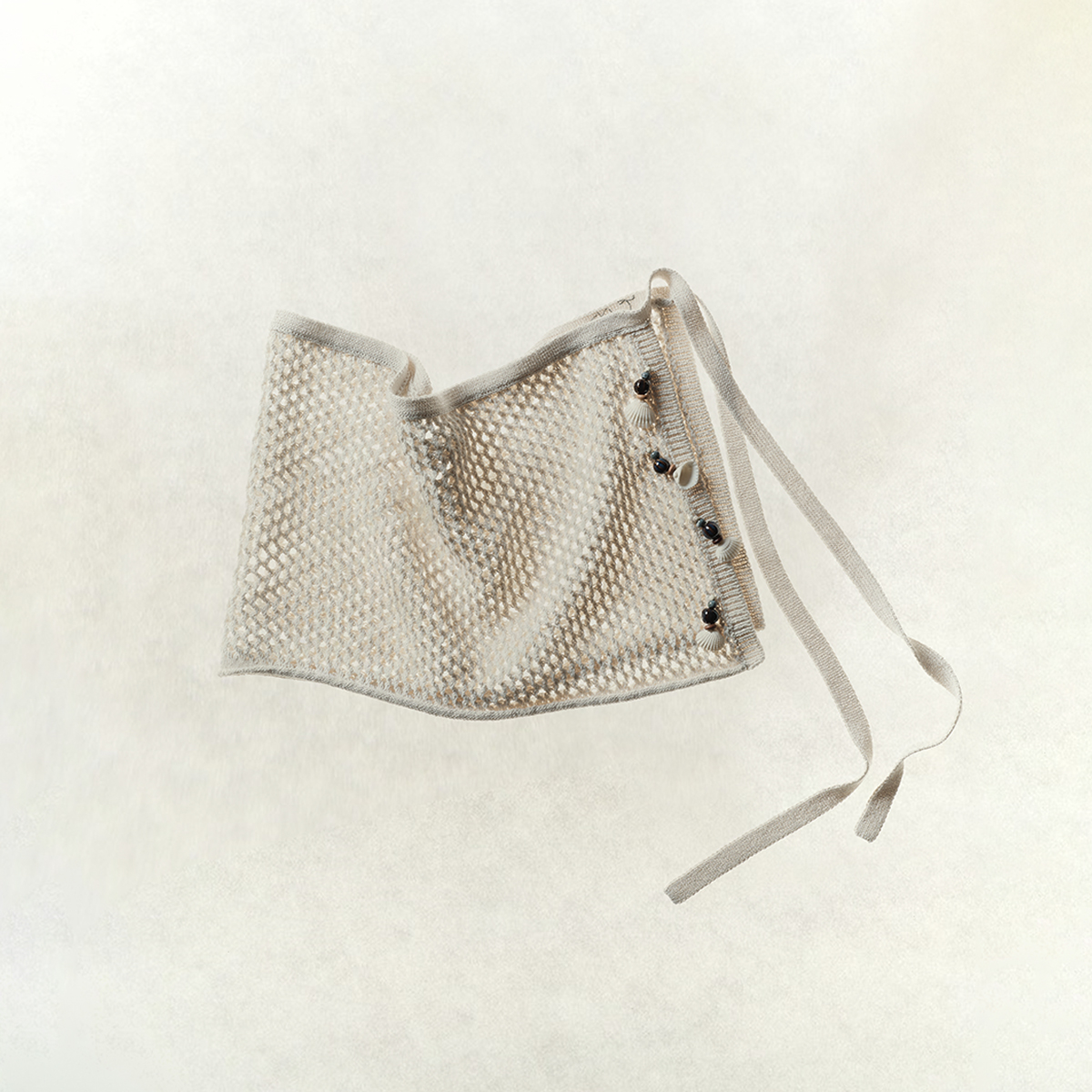 sagestudio 燕麦色渔网装饰贝壳珠镂空裙帘