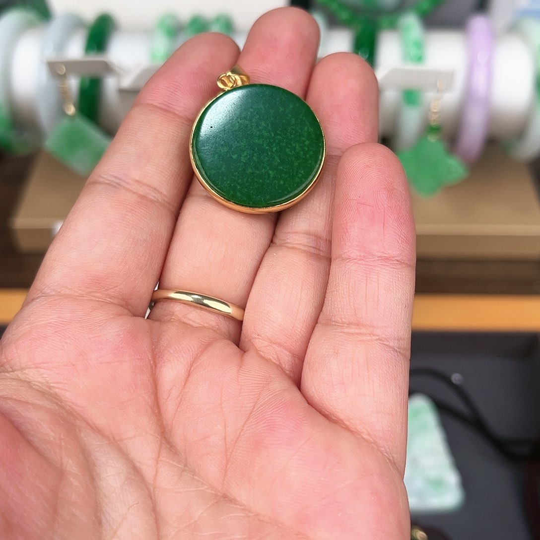 翡翠项链14K金镶嵌我