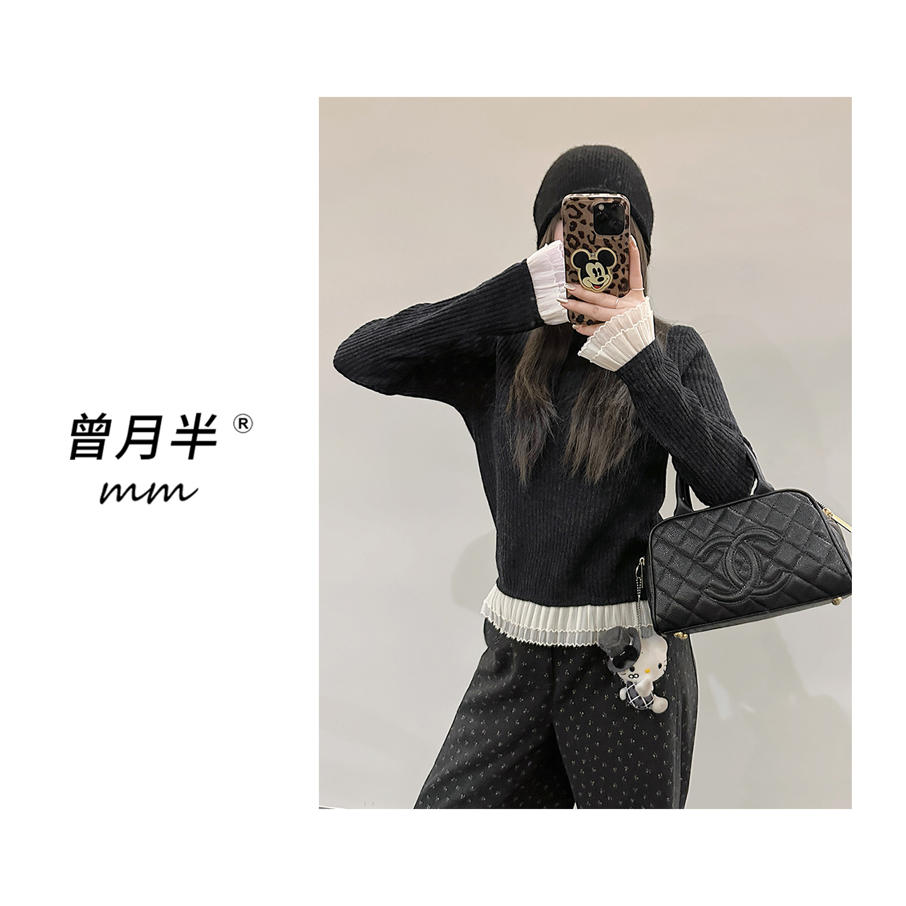 曾月半mm清仓《小嗲精》冬日小心机全Y毛蕾丝拼接针织衫！ZS980