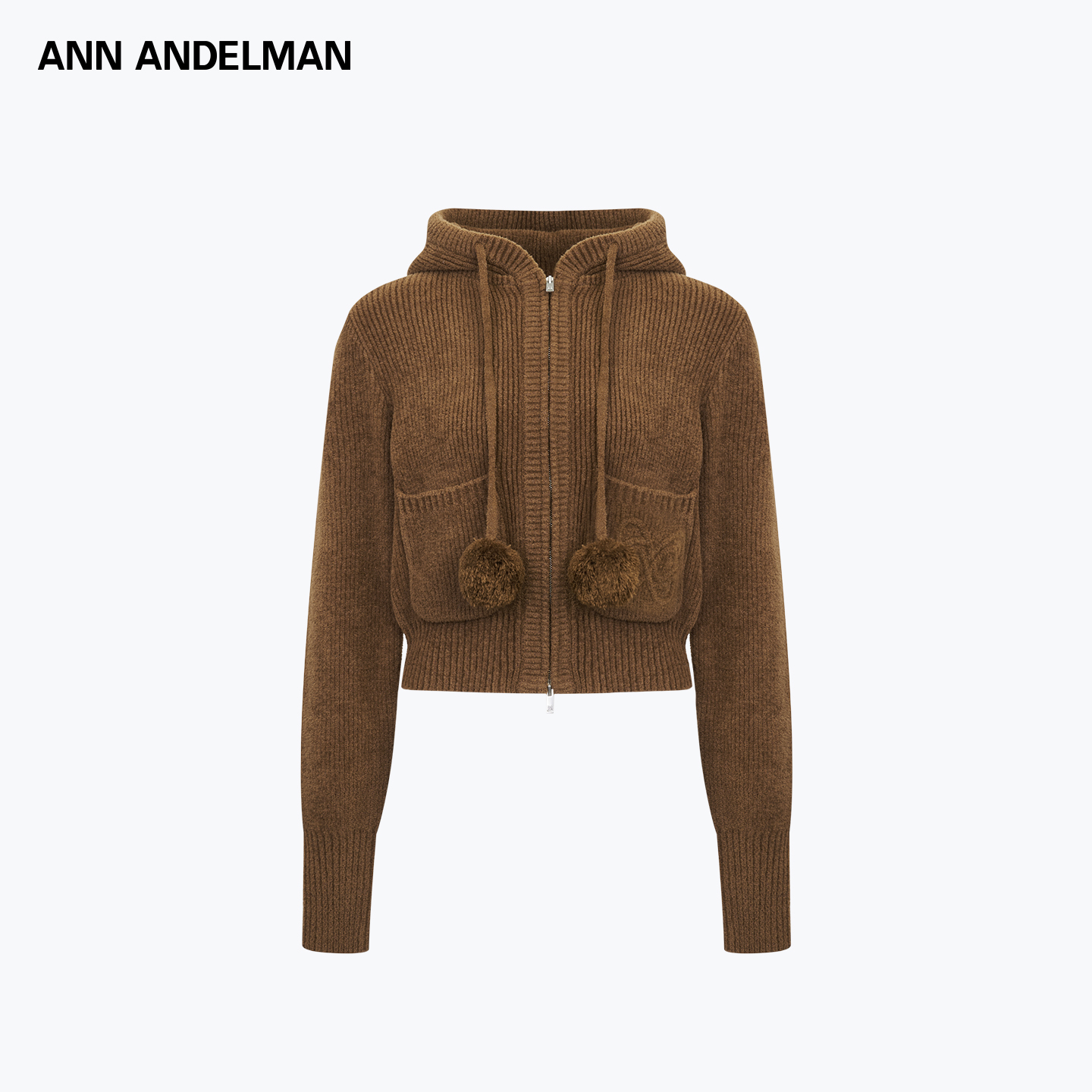 ANN ANDELMAN 毛毛球连帽毛衣外套秋冬加厚开衫针织上衣