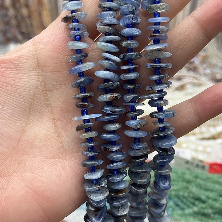 未镶嵌玛瑙/玉髓珠宝半成品一条蓝晶石随型隔片