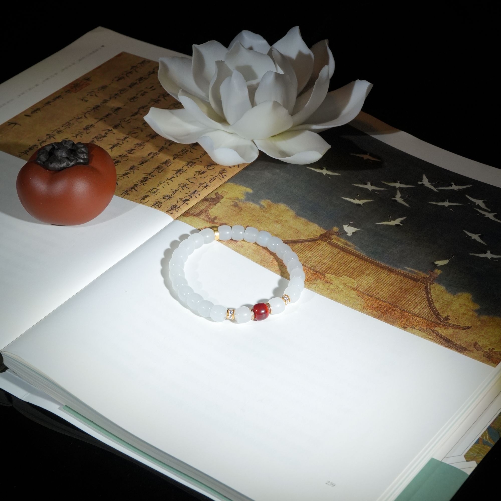 【梁姐妹】似清*南红玛瑙18k金手串*羊脂级新疆于田山料*多样性发一