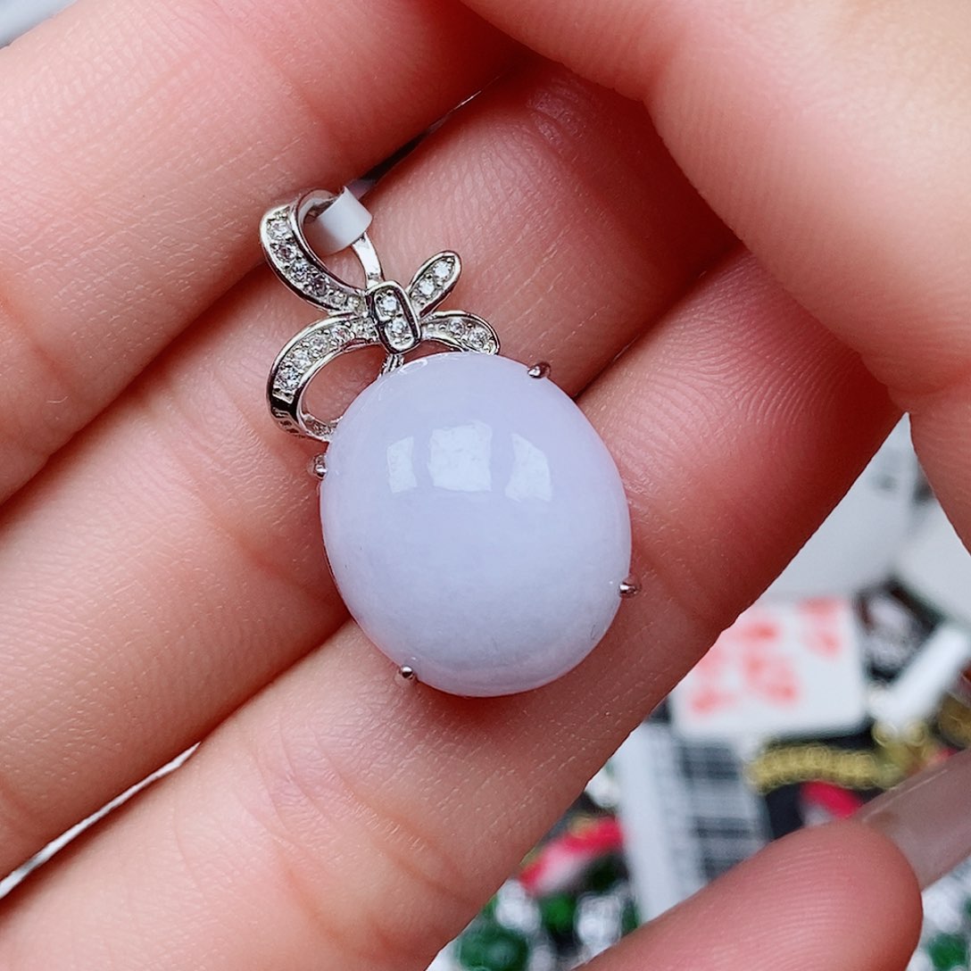 翡翠戒指银S925镶嵌吊坠