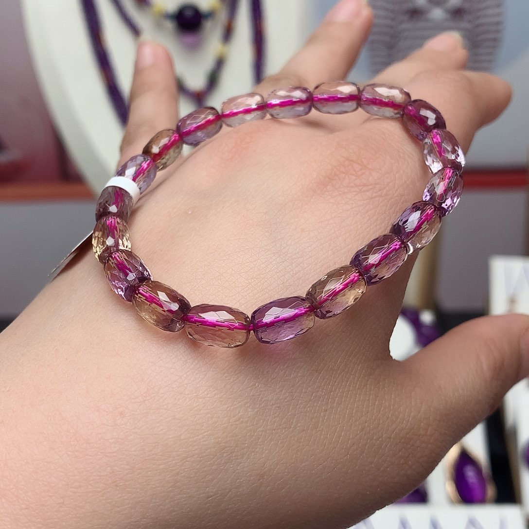 水晶紫黄晶手串未镶嵌