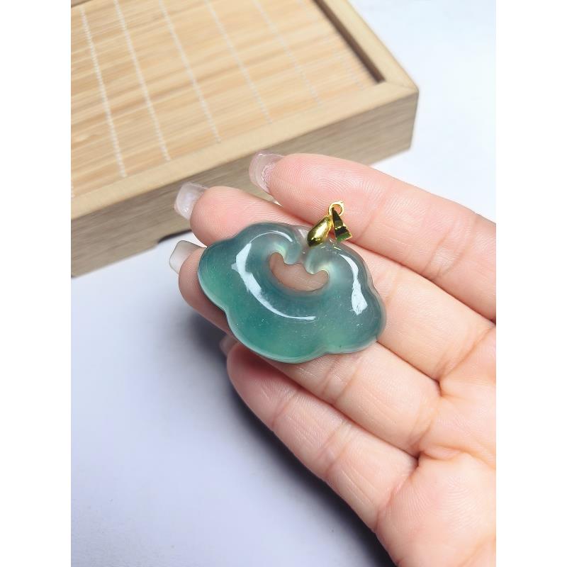 （聚宝严选）d208老蓝水长命如意锁吊坠精致气质妈妈款时尚精美