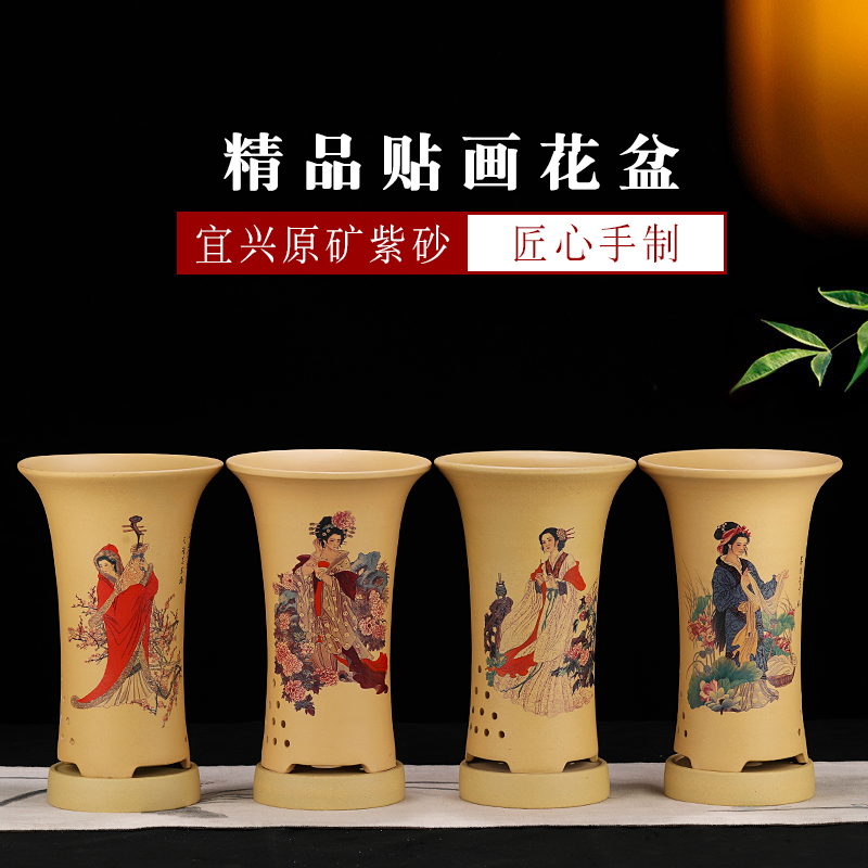 宜兴紫砂花盆精品花盆特大口径兰花盆专用红陶精选多肉君子兰盆栽