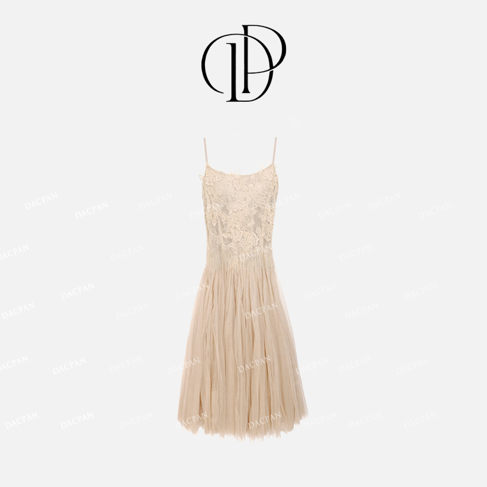 DACPAN-“心中的日月”刺绣蕾丝大摆纱连衣裙 2025/盼·25050201