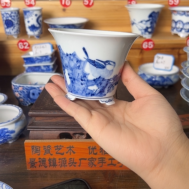 墨奈手绘陶瓷花盆口8.3高7.3