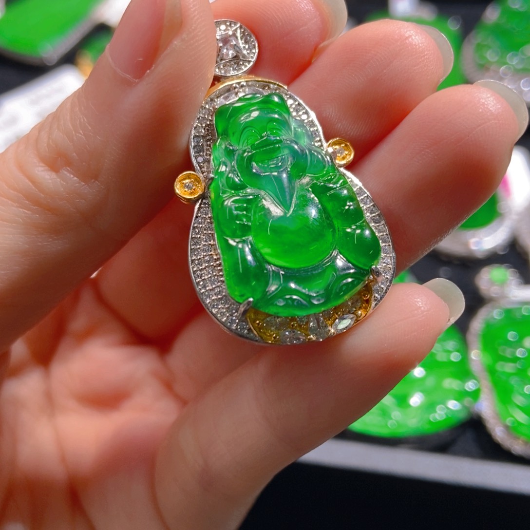 翡翠吊坠(不含链)银S925镶嵌