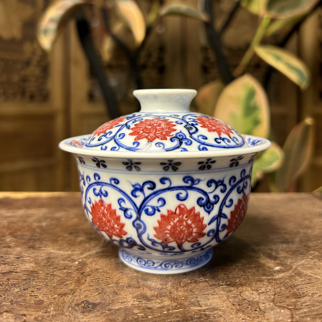 青花釉里红金刚莲盖碗（130ml）