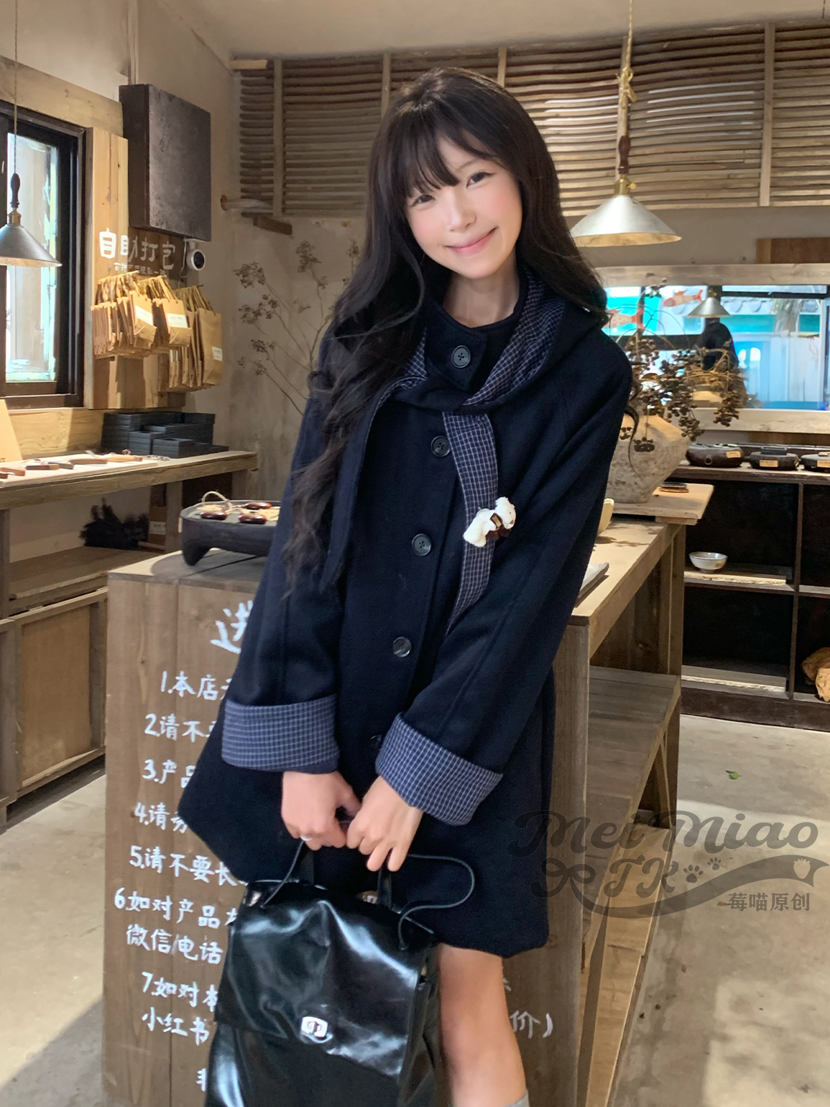 莓喵jk大衣毛呢外套大衣外套女羊毛大衣2025新款呢子冬加厚绀驼色