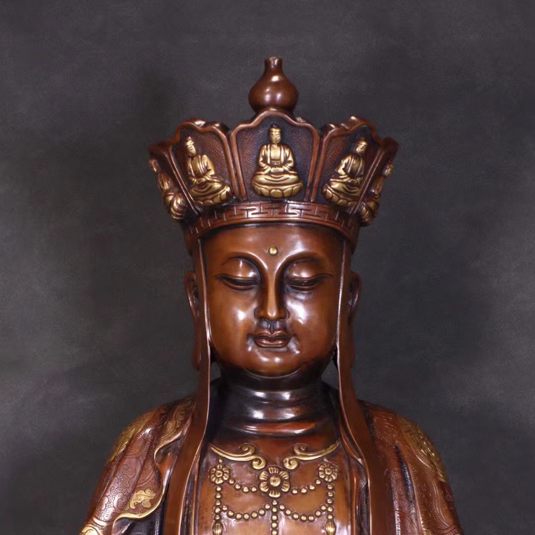 紫铜鎏金地藏王造像