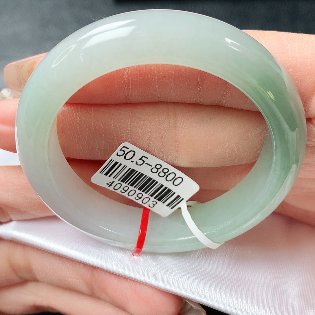 翡翠手镯未镶嵌冰甜绿正圈50圈口 69号