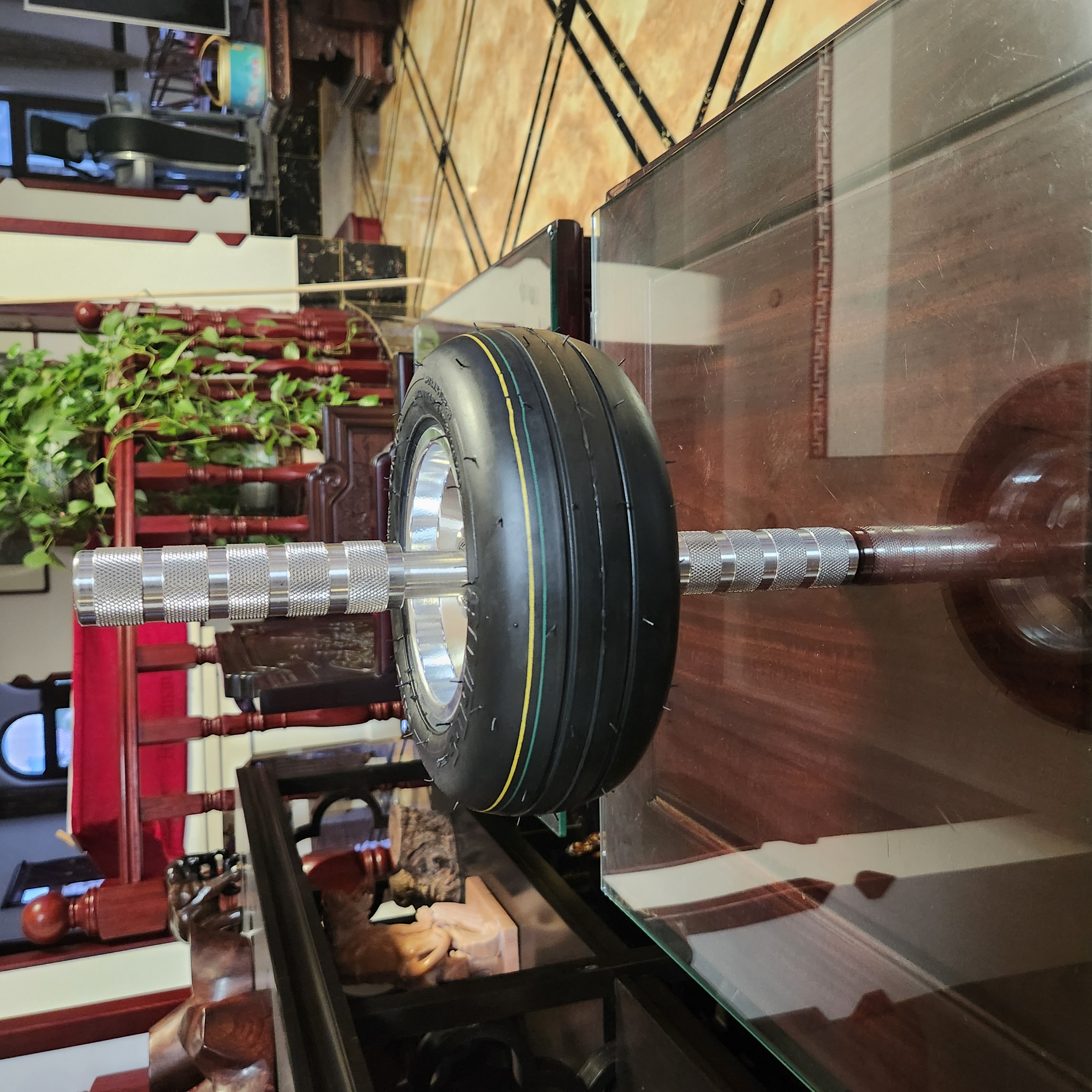 健腹轮真空胎铝合金轮毂，直径22厘米，宽85毫米，不锈钢手柄单边17