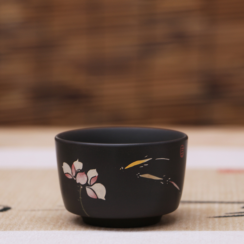 建水紫陶彩填全手工主人杯容量90毫升