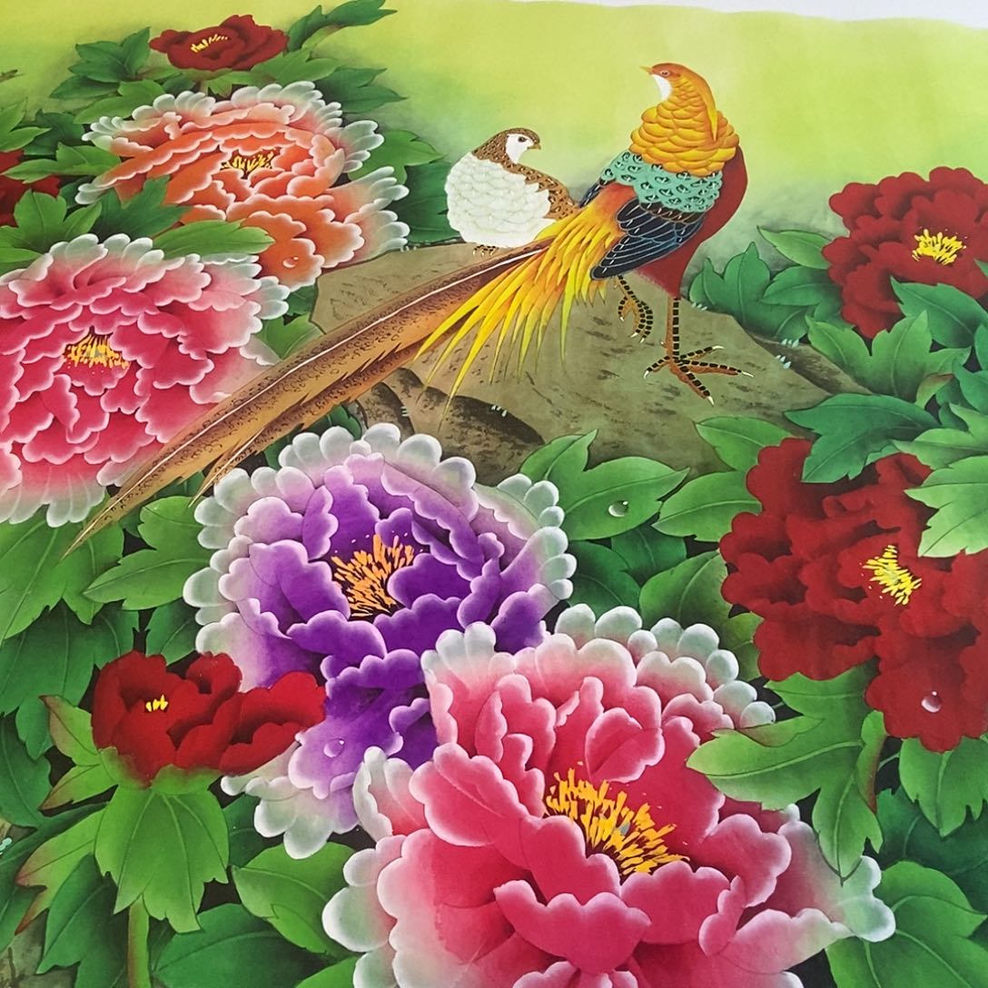国画快***天工笔牡丹手绘