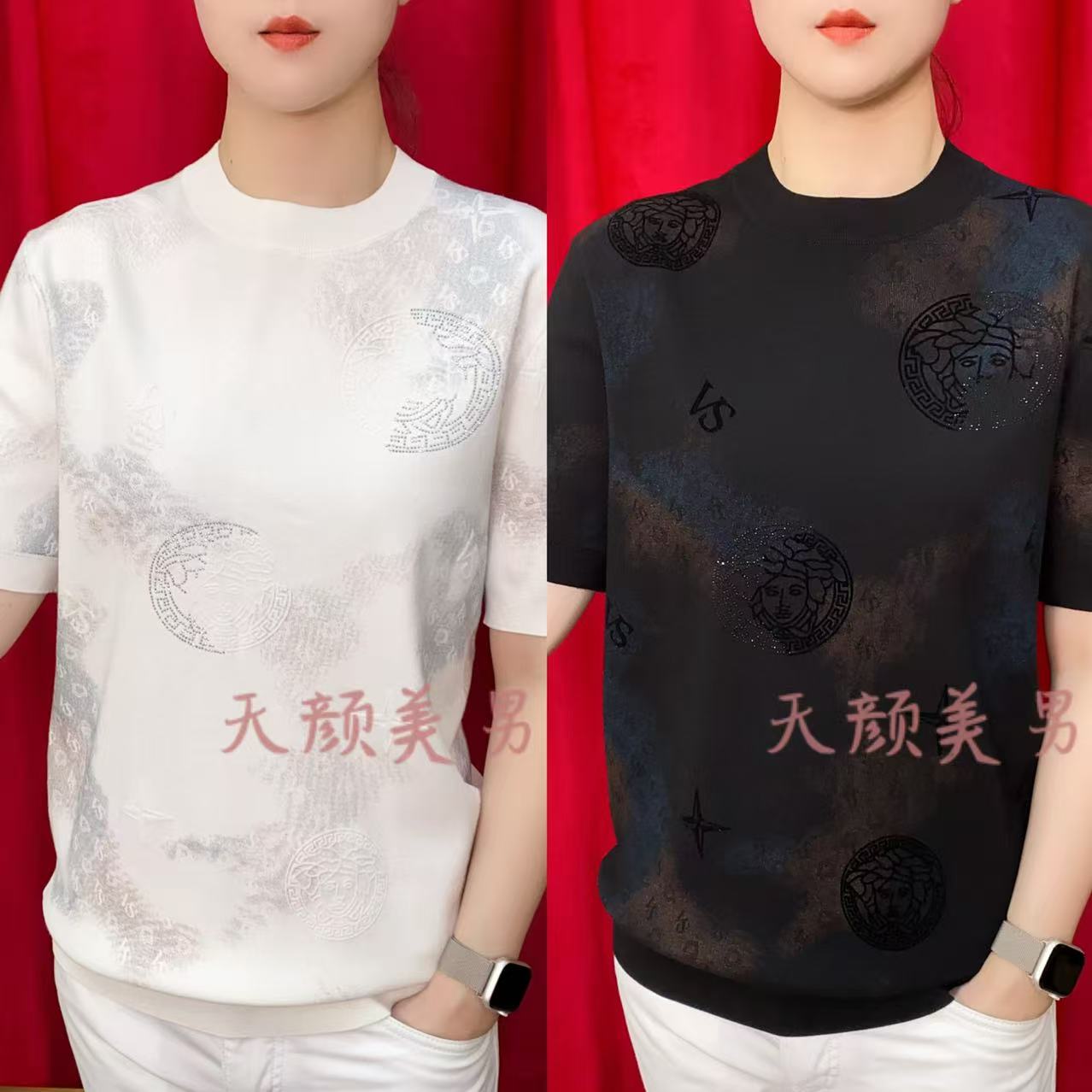 2025T恤时尚休闲修身气质针织高品质秋季简约短袖86106